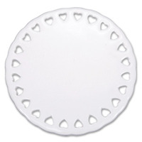 4" Round Doily Ornament with Heart Lace Trim