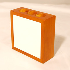 3/4 View of 40100 Wooden Pencil Holder with dye-sublimation Photo Tile Inserts