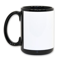 15 oz. Ceramic Mugs Black with decal white patch